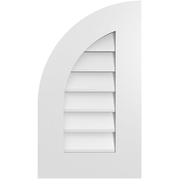 Ekena Millwork Quarter Round Top Left Surface Mount PVC Gable Vent w/ 3-1/2"W x 1"P Standard Frame, 14"W x 24"H GVPQL14X2401SN - main